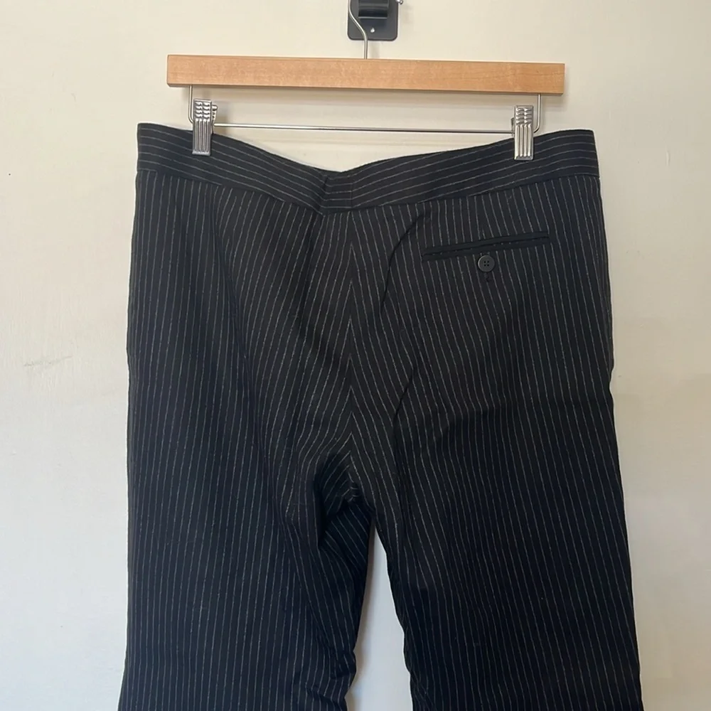 BURBERRY London Stripped Wide Wool‎ leg pants black sz 12